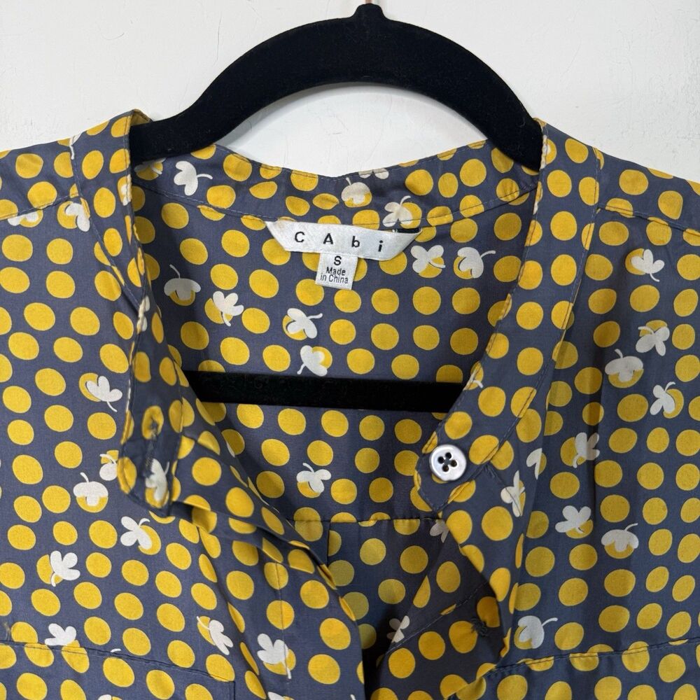 Cabi 100% Silk Blouse #183 Small Clover Polka Dots Oversized Boxy Button Up Top - Picture 7 of 14